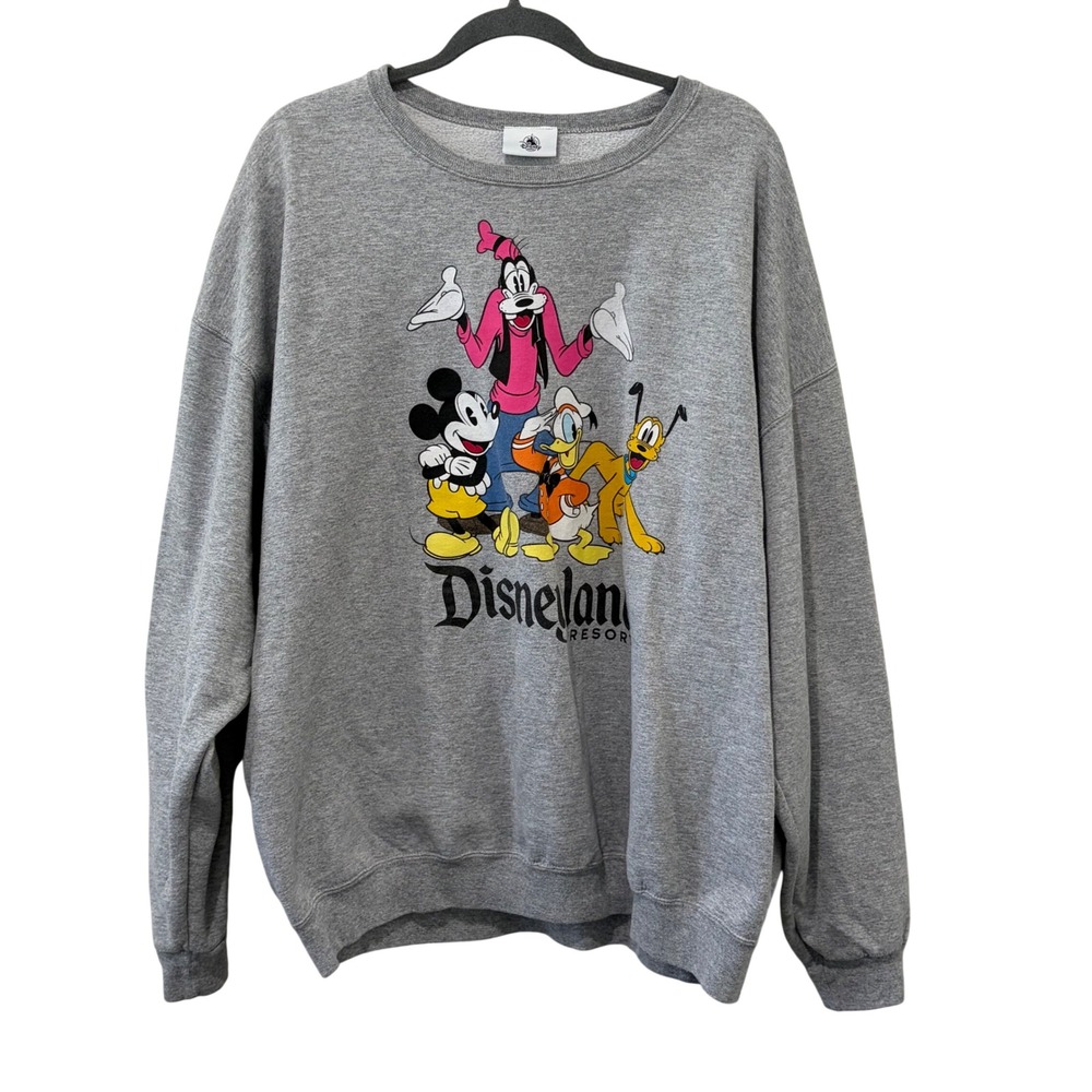 Disney Parks Sweatshirt Women 2XL Gray Disneyland Mickey & Friends Y2K Goofy